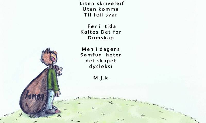 Suppe av bokstaver: Del av forsidediktet til Magnus Jagland Kjeldsen «Skriveleif».