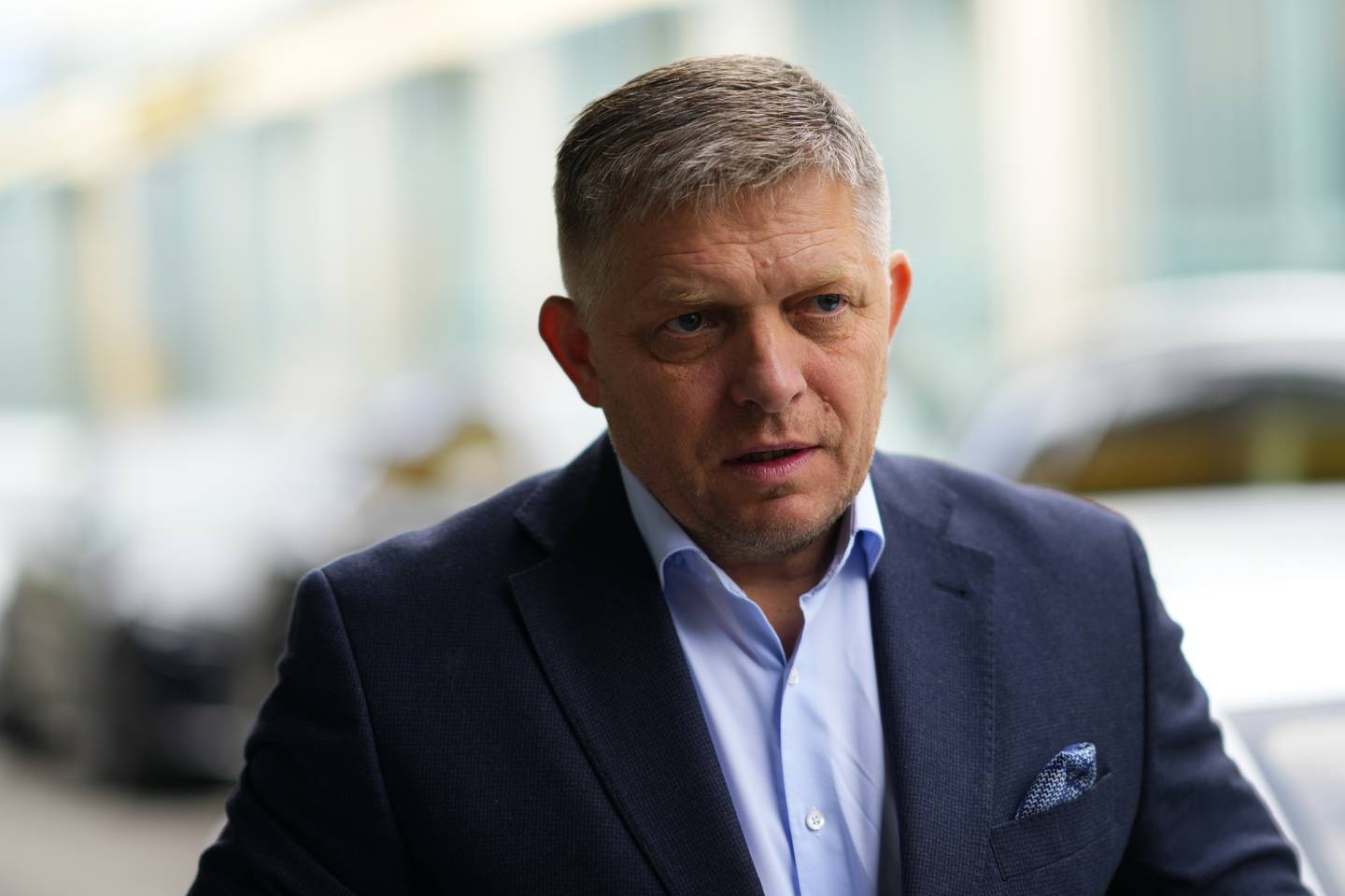 FILE - Chairman of SMER-Social Democracy party Robert Fico arrives at his party's headquarters in Bratislava, Slovakia, Sunday, Oct. 1, 2023 the day after an early parliamentary election. On Thursday Jan. 8, 2024, Slovakia's lawmakers for the new coalition government of populist Prime Minister Robert Fico voted to amend the country's penal code and eliminate the office of the special prosecutor that deals with major crime and corruption. (AP Photo/Petr David Josek, File)