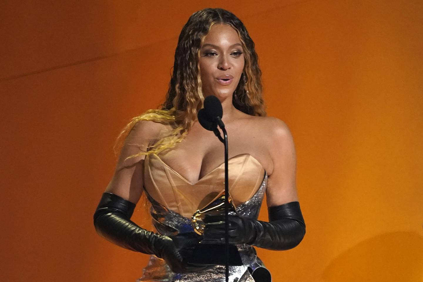 Beyonce accepts the award for best dance/electronic music album for "Renaissance" at the 65th annual Grammy Awards on  Feb. 5, 2023, in Los Angeles. Tickets for Beyoncé’s “Renaissance” world tour which kicks off in Stockholm in May have been sold out “after a high ticket pressure." A new second concert in the Swedish capital was announced Tuesday when the sale started. The concerts are part of her highly anticipated tour and it was her first single tour in five years. (AP Photo/Chris Pizzello)