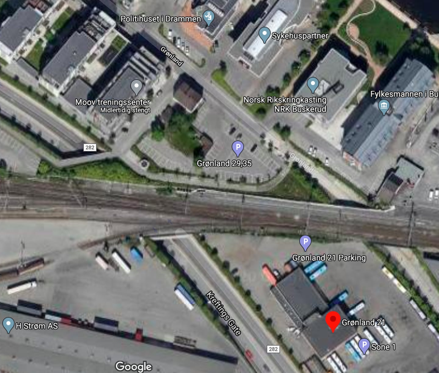 Parkeringsplassene ved Grønland 21, Grønland 29-35 og langs Kreftings gate ligger nær jernbanen, og mulighetene for parkering her vil bli begrenset i forbindelse med jernbaneutbyggingen.