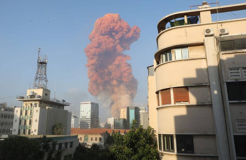 A picture shows the scene of an explosion in Beirut on August 4, 2020. (Photo by Anwar AMRO / AFP)