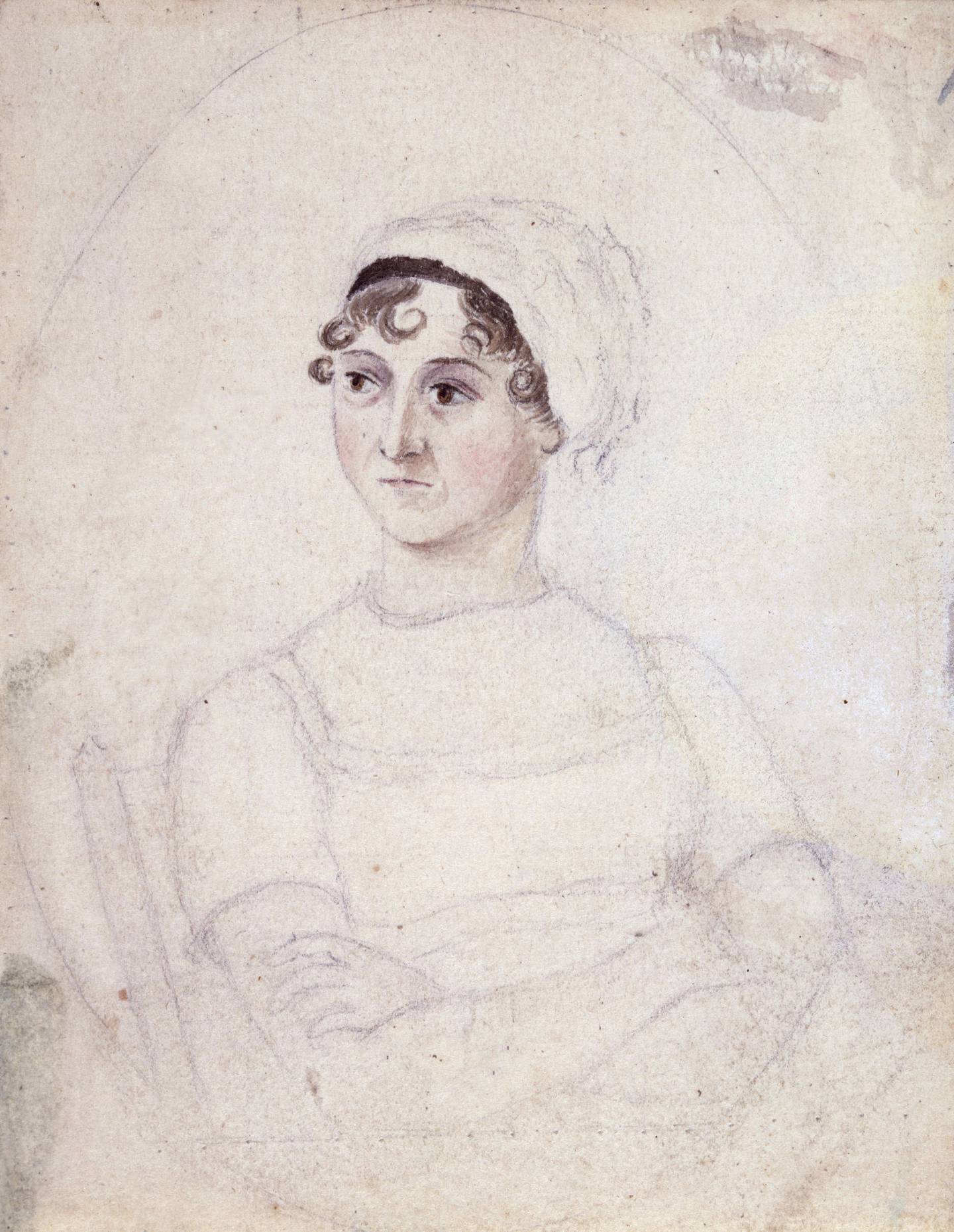 Jane Austen (1775-1817), tegning fra 1810 av søsteren Cassandra Austen