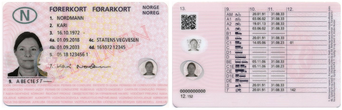 Dagens førerkortmodell, med tre bilder, ble innført 1. september 2018.