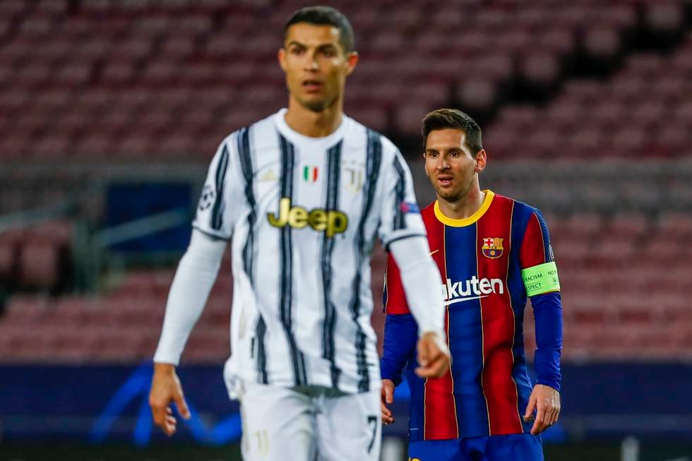 Inntektene til klubbene fra mesterligaen har doblet seg på fem år. Her er Cristiano Ronaldo (Juventus) og Lionel Messi (Barcelona) i aksjon. Foto: Joan Monfort / AP / NTB