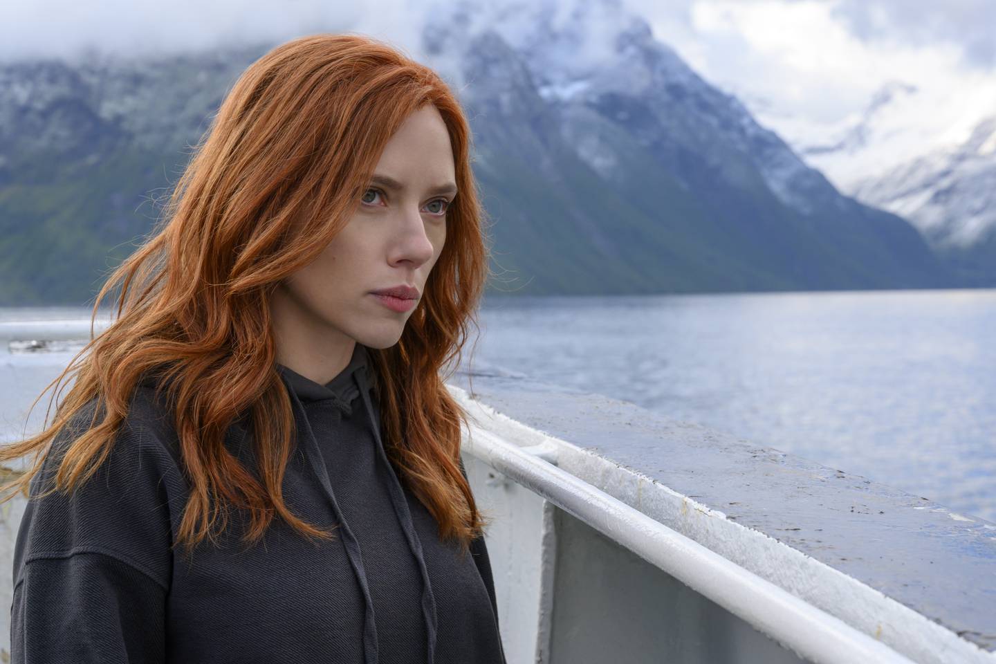 Black Widow eller Natasha Romanoff (Scarlett Johansson), her under innspilling i Norge.