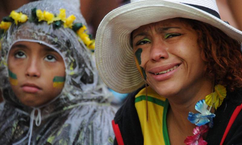 1-7: Brasils sjokk. Tapet for Tyskland i Belo Horizonte 8. juli 2014. Tårer for Brasils VM-farvel. 