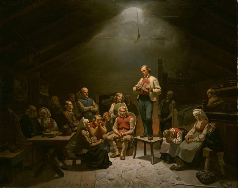 Haugianerne - malt av Adolph Tidemand.