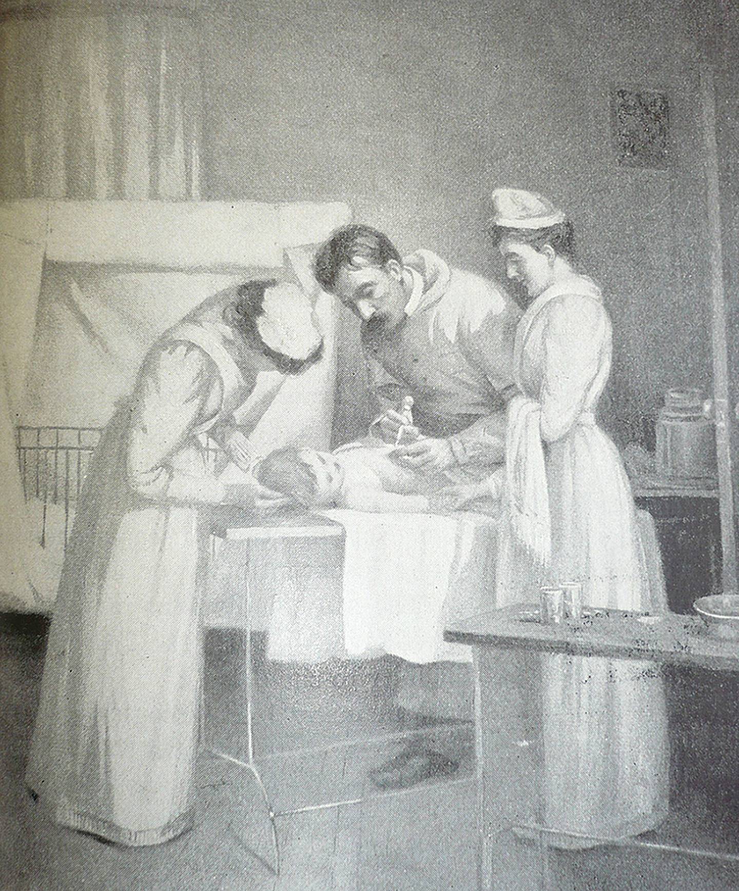 Et barn får difteriserum i 1895.