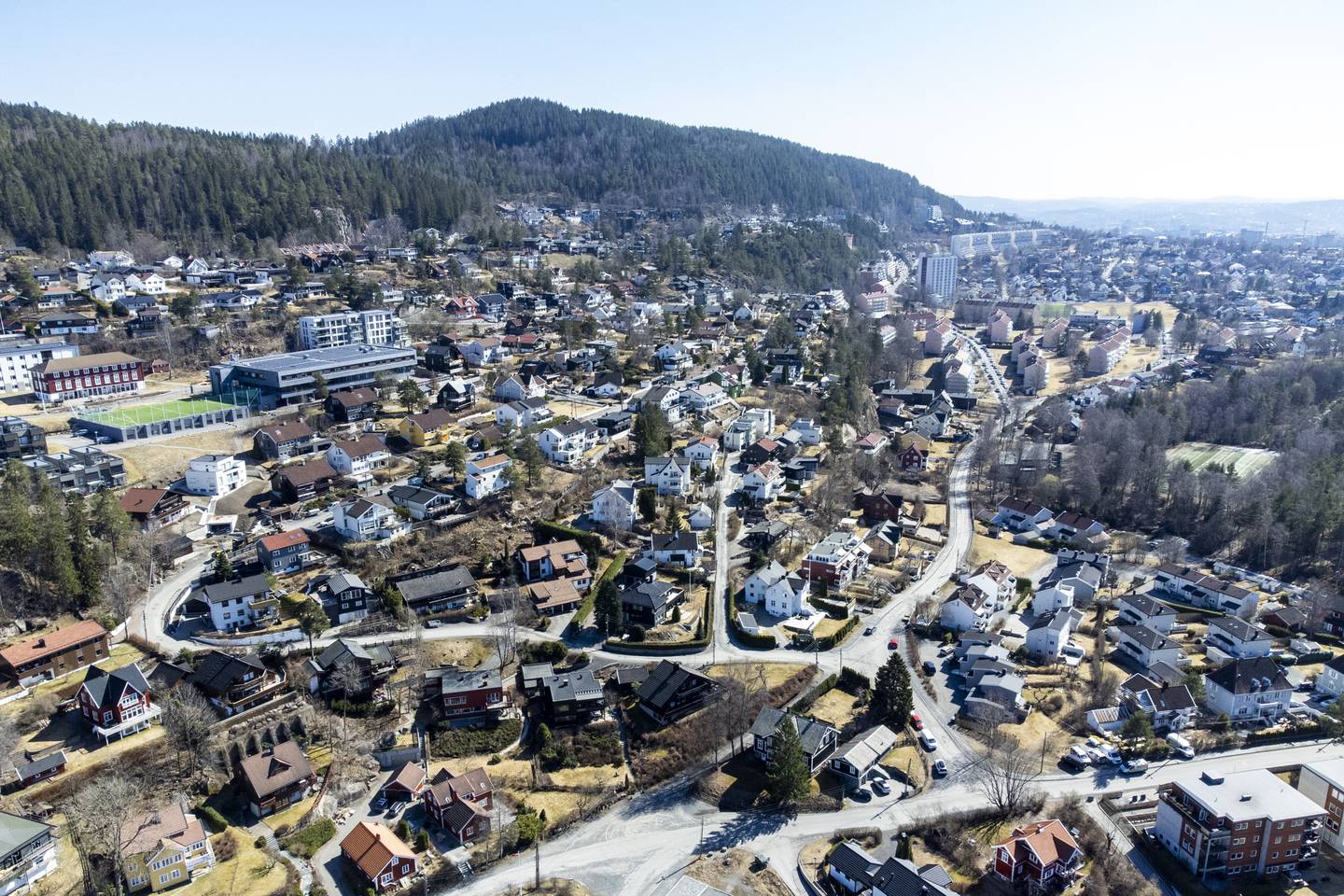 Dronefoto av Kjelsås og Grefsen i Oslo.