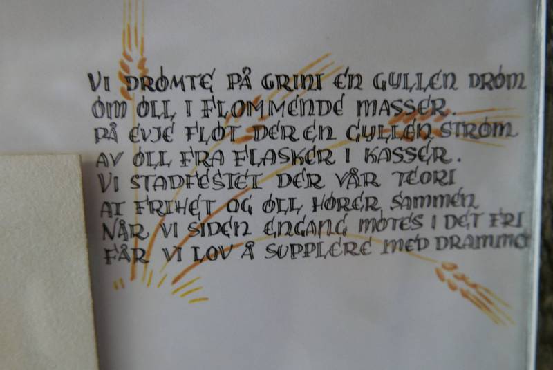DIKT: I tillegg til takkebrevet fikk Alfred Heilmann også et dikt og en tegning fra Grini-fangene.