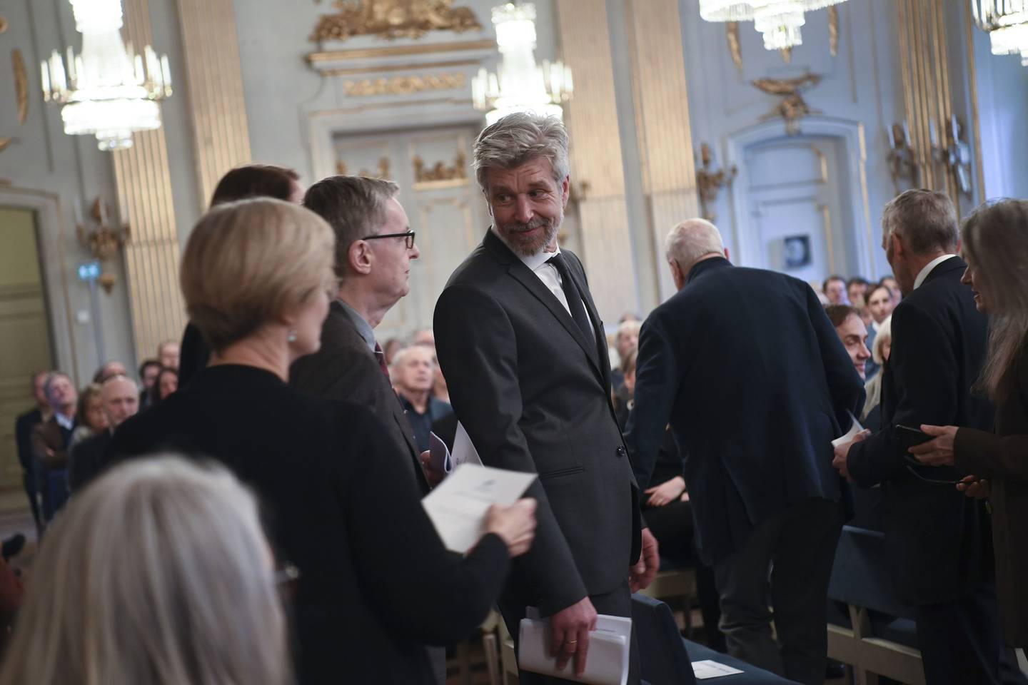 STOCKHOLM, SVERIGE 20190403.
Svenska Akademien delar ut sitt nordiska pris till den norska författaren Karl Ove Knausgård