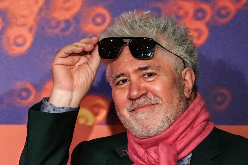 Spanish film director Pedro Almodovar arrives a press conference for the film "Dolor Y Gloria (Pain and Glory)" at the 72nd edition of the Cannes Film Festival in Cannes, southern France, on May 18, 2019. (Photo by Laurent EMMANUEL / AFP)