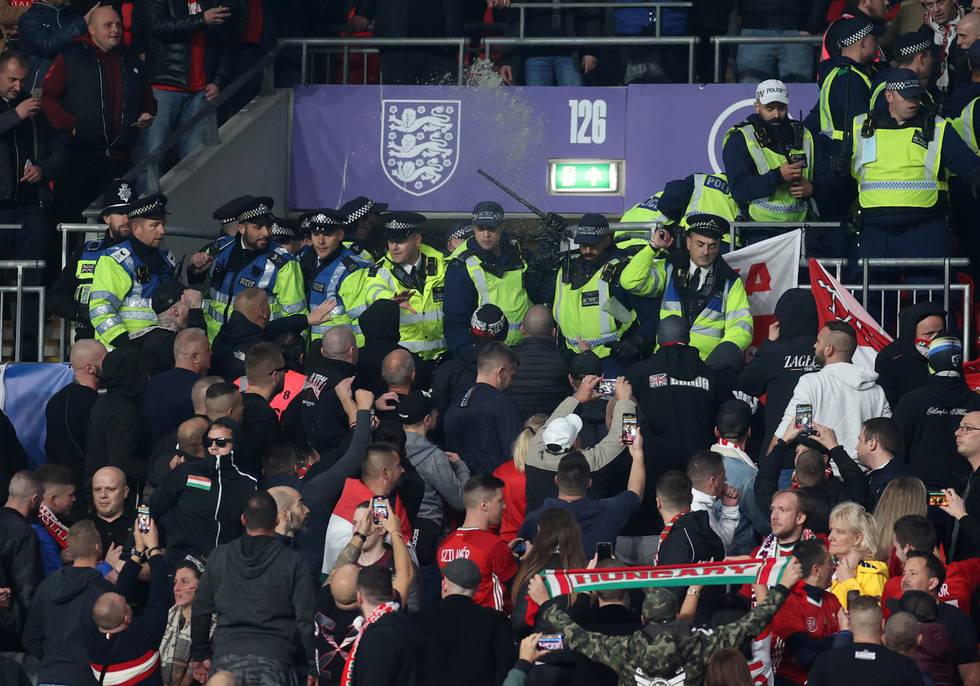 Politiet må gripe inn blant ungarske supportere på Wembley tirsdag.