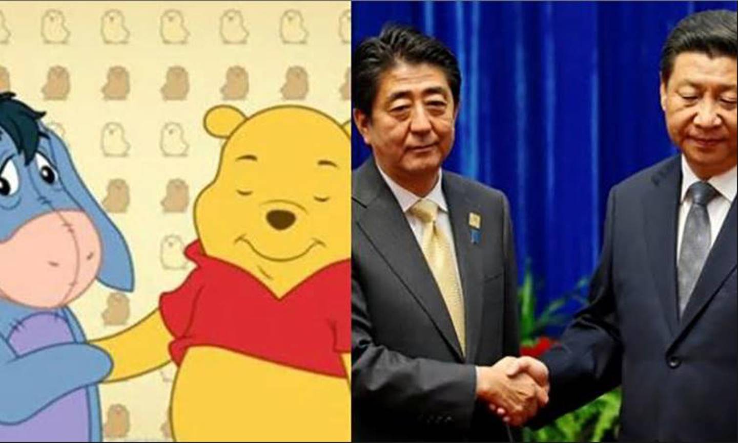 Japans statsminister Shinzo Abe og kinas president Xi Jinping blir her sammenliknet med Tussi og Ole Brum.