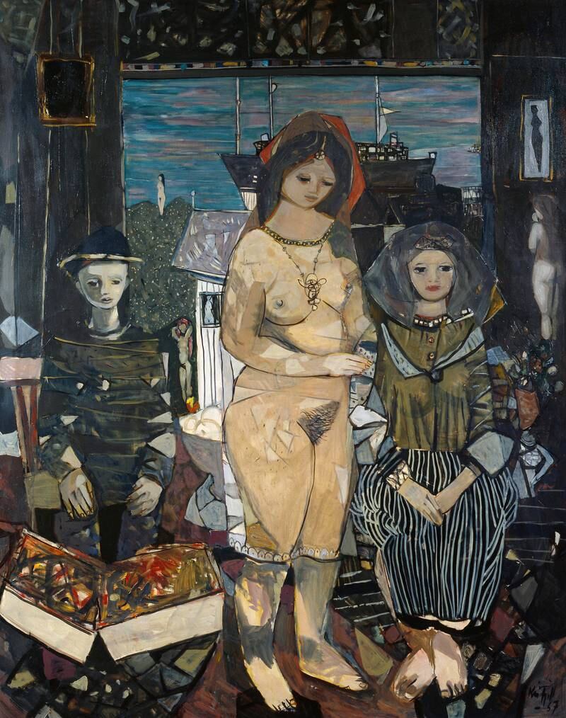 Kai Fjell omtales ofte som en kvinnekjær maler, og kvinnen i livets ulike stadier er et sentralt motiv. Men han problematiserer like gjerne mannens stilling og samspillet mellom kjønnene, som her i «Førstereisgutten» fra 1957.
