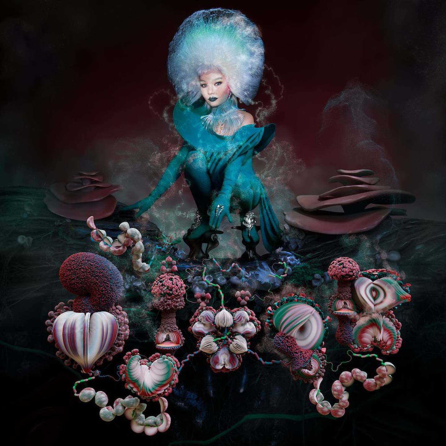 Omslaget til Björks kommende album "Fossora"
