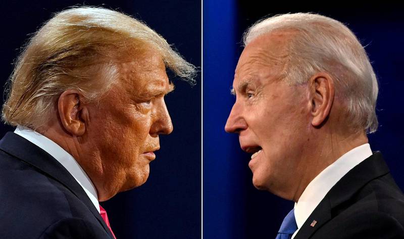 Donald Trump og Joe Biden er begge hvite menn født på 1940-tallet. Stort mer har de egentlig   ikke felles. Trump er for eksempel gjenstand for uendelig mange flere bøker enn Biden. Fotomontasje: AFP/NTB