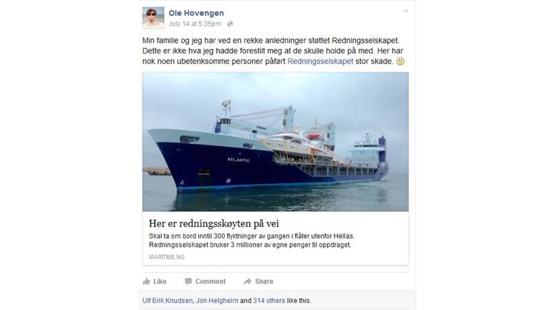 Skapte debatt: Ole Hovengens Facebook-oppdatering.