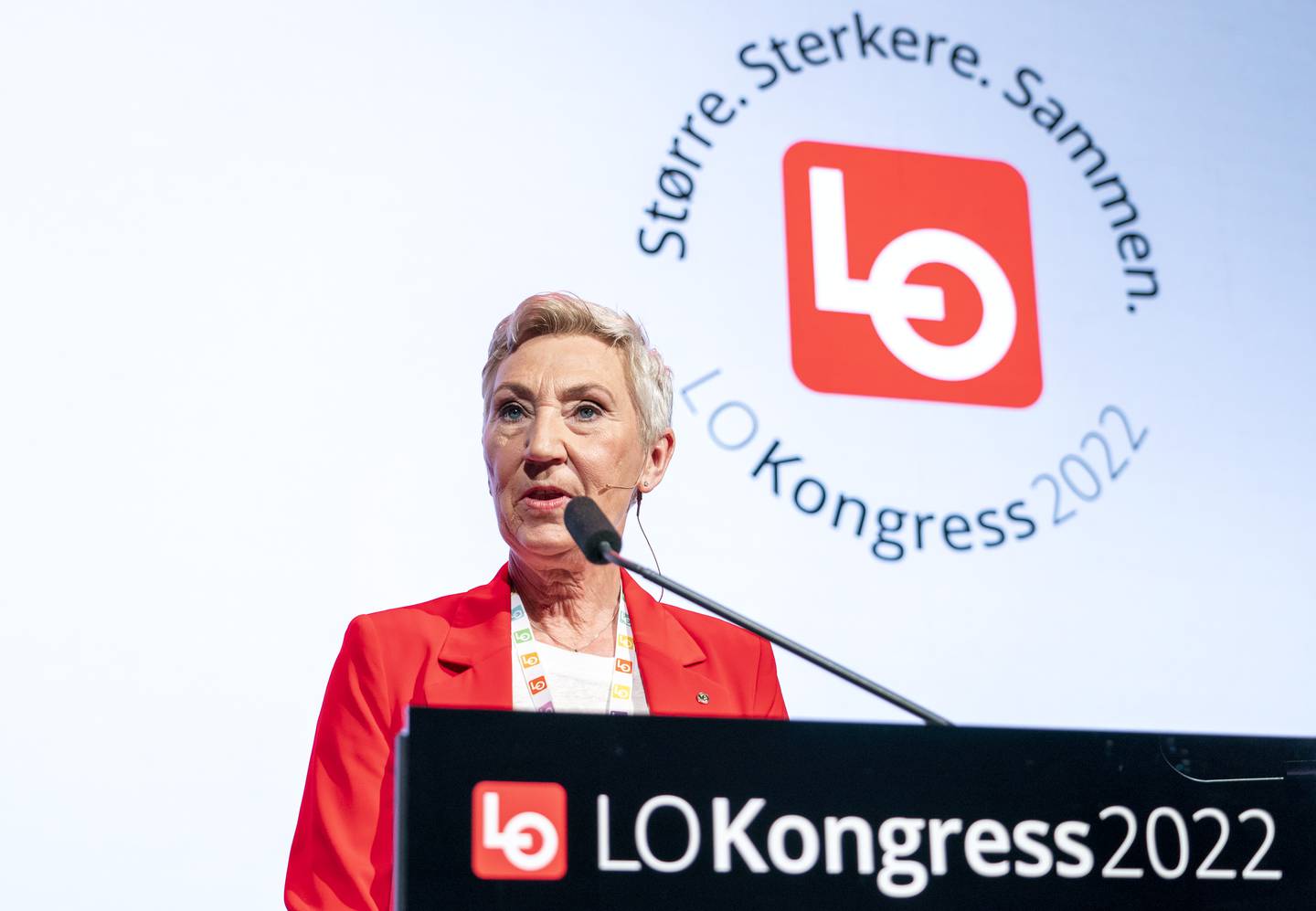 LO-leder Peggy Hessen Følsvik på LOs 35. ordinære kongress i 2022.