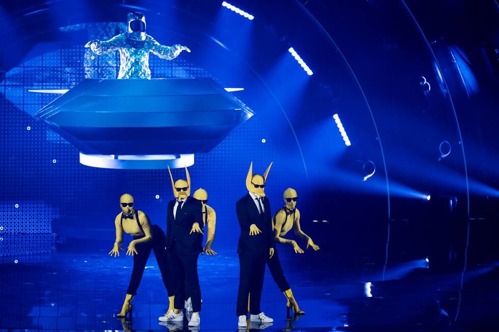 Subwoolfer under finalen i Eurovision Song Contest i Pala Olimpico i Torino lørdag kveld. Foto: Heiko Junge / NTB
