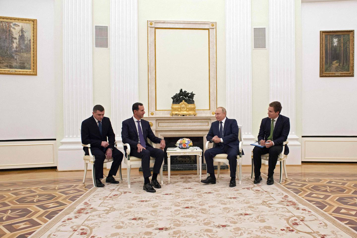 Russlands president Vladimir Putin har besøk av Syrias president Bashar al-Assad i Moskva 13. september i år. Russland har vært nære støttespillere til det syriske regimet gjennom hele borgerkrigen.
