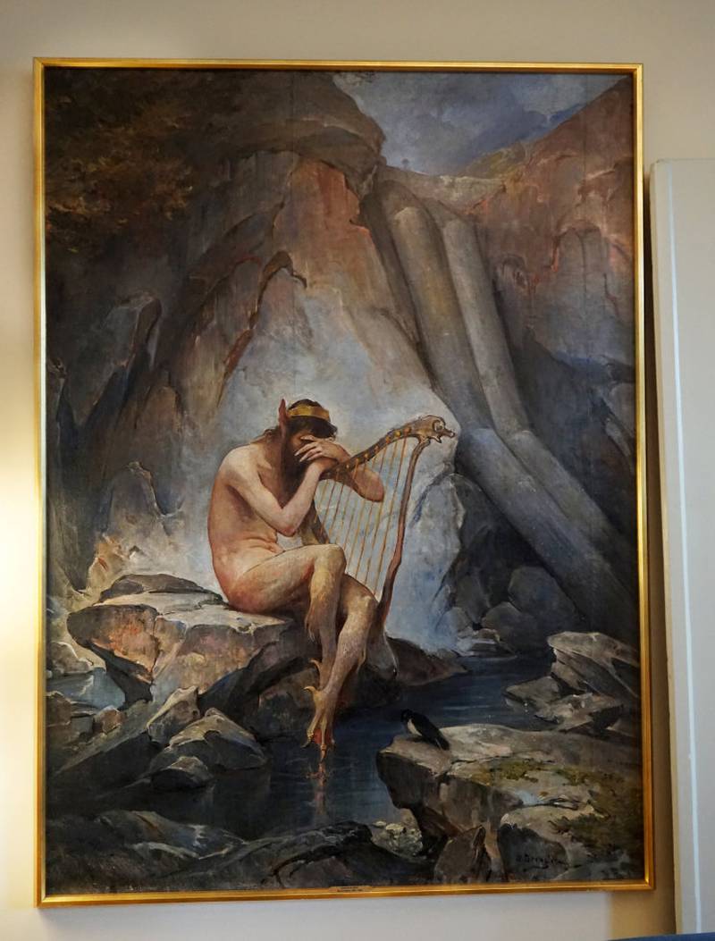 Nils Bergslien malte konflikten mellom naturvern og industriutvikling. Bildene hans kan beskues på Tyssedal Hotell, som har en imponerende kunstsamling. 