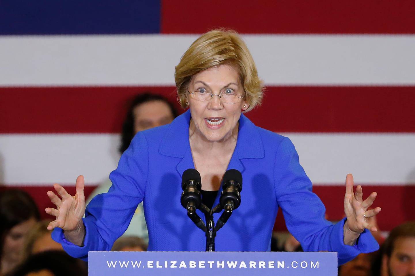Democratic presidential candidate Sen. Elizabeth Warren, D-Mass., speaks to supporters at a caucus night campaign rally, Monday, Feb. 3, 2020, in Des Moines, Iowa. (AP Photo/Sue Ogrocki)