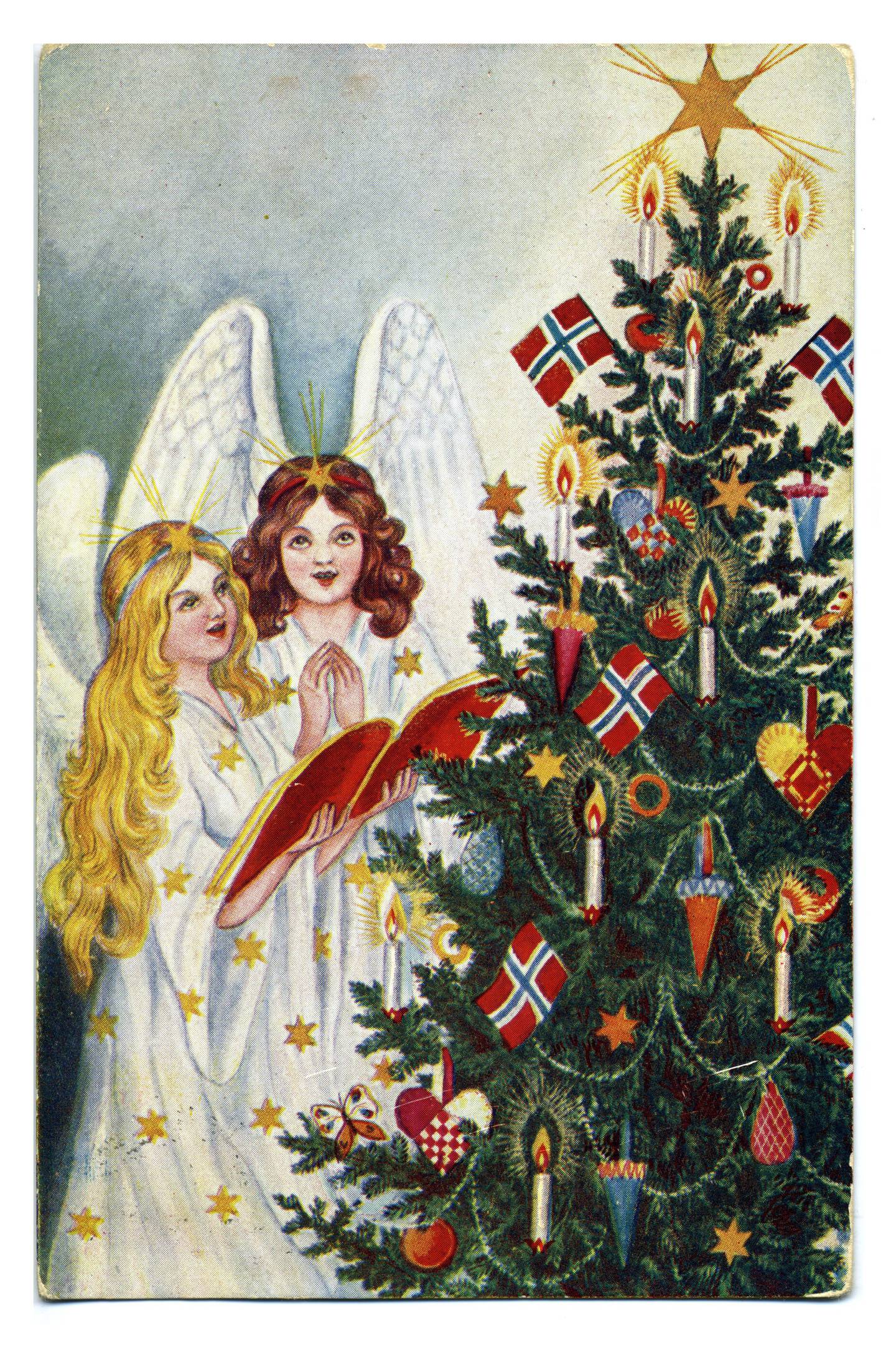 Et julekort fra 1914. Hvilket land kommer skikken fra?