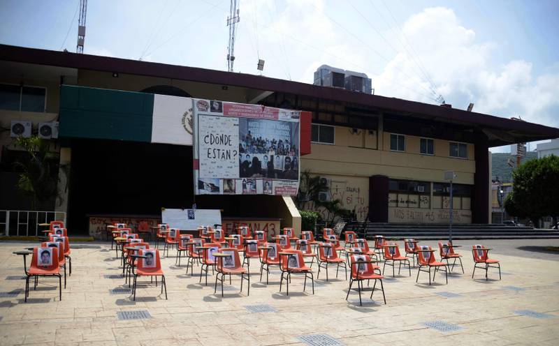 View of the teaching training school in Ayotzinapa, Guerrero state on September 27, 2020, to mark six years of the disappearance of the 43 students of the teaching training school in Ayotzinapa who went missing on September 26, 2014. - The students, who had commandeered five buses to travel to a protest, were stopped by municipal police in the city of Iguala, Guerrero. Prosecutors initially said the officers delivered the 43 teacher trainees to drug cartel hitmen, who killed them, incinerated their bodies and dumped the remains in a river. However, independent experts from the Inter-American Commission on Human Rights have rejected the government's conclusion, and the unsolved case remains a stain on Mexico's reputation. (Photo by FRANCISCO ROBLES / AFP)