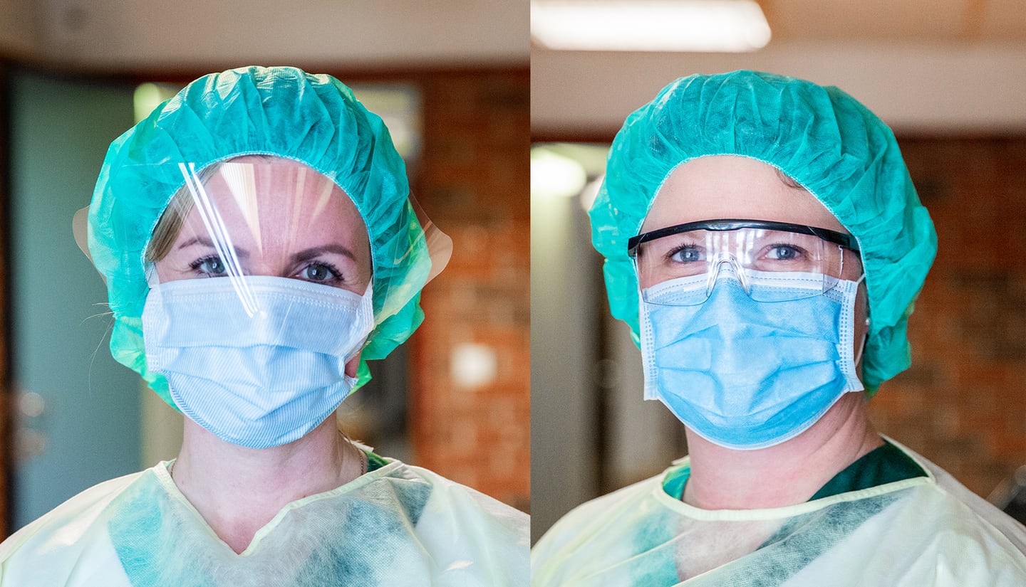 Helene Bungum (til venstre) og Cecilie Feiner Høyland er to av sykepleierne på koronalegevakten i Moss.