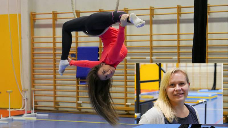 Polefitness-danser Sofia Pereverza blir berørt av manglende investering fra Fredrikstad kommune. Prisjektleder Marianne Storm innfelt.