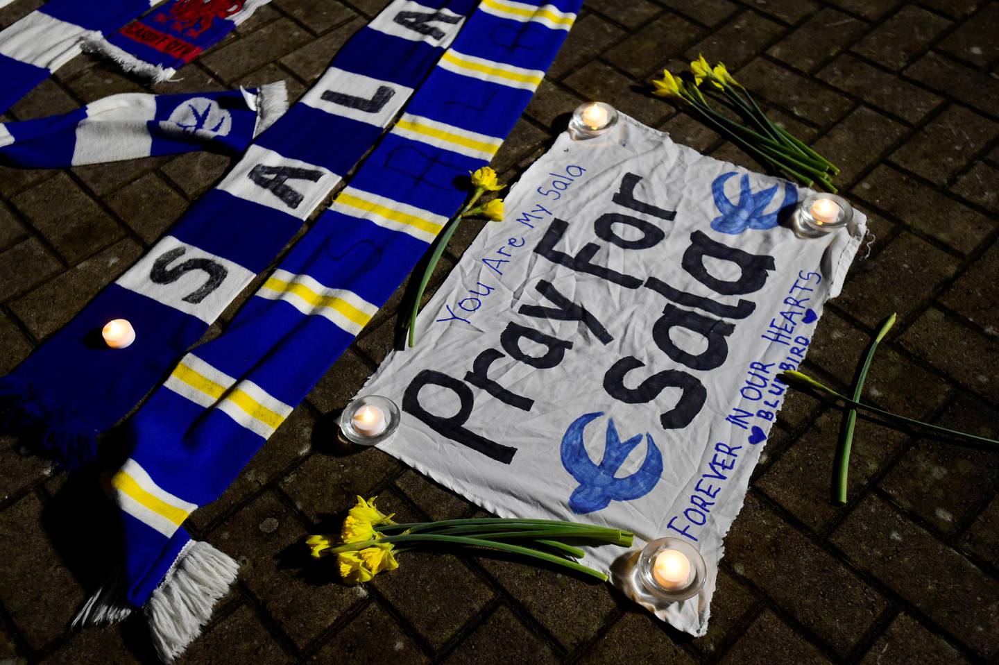 Soccer Football - Cardiff City - Cardiff City Stadium, Cardiff, Britain - January 22, 2019  General view of tributes left outside the stadium for Emiliano Sala     REUTERS/Rebecca Naden