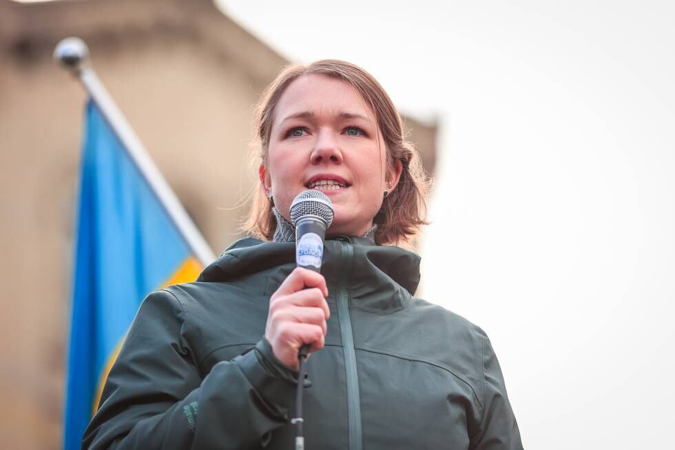 Partileder i Miljøpartiet De Grønne, Une Bastholm, vil at Norge skal gi en form for Marshall-hjelp til Ukraina. Foto: Beate Oma Dahle / NTB