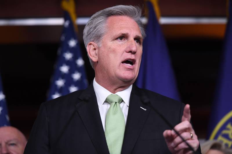 House Minority Leader Kevin McCarthy, Republican of California, holds a press conference on Capitol Hill in Washington, DC, December 10, 2019. (Photo by SAUL LOEB / AFP)