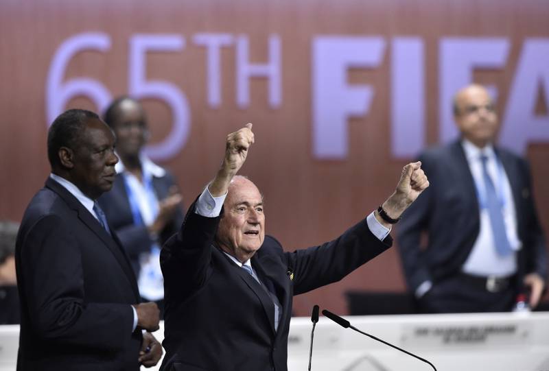 Her er det klart. Prins Ali har trukket seg og Sepp Blatter ble gjenvalgt for femte gang. FOTO: NTB SCANPIX