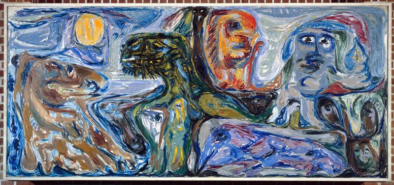 Asger Jorn går Edvard Munch en høy gang når det kommer til fargebruk. «Uden titel (Portræt af Elna Fonnesbech-Sandberg)» fra 1945 er ett av eksemplene på det.
