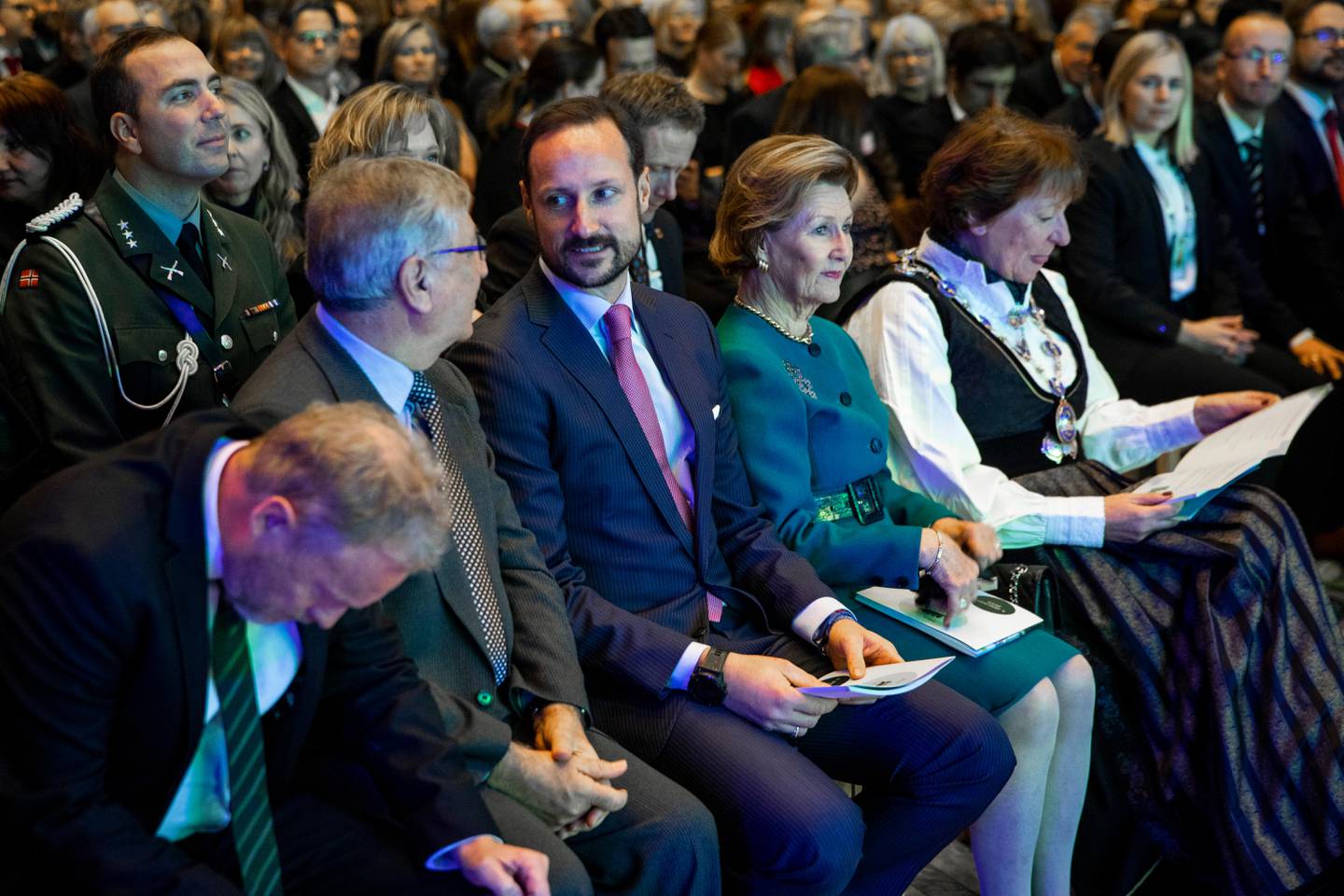 Oslo  20190104.
Kronprins Haakon og dronning Sonja var æresgjester under en høytidelig seremoni i Oslo rådhus for å markere at Oslo er europeisk miljøhovedstad i 2019.
Foto: Tore Meek / NTB scanpix