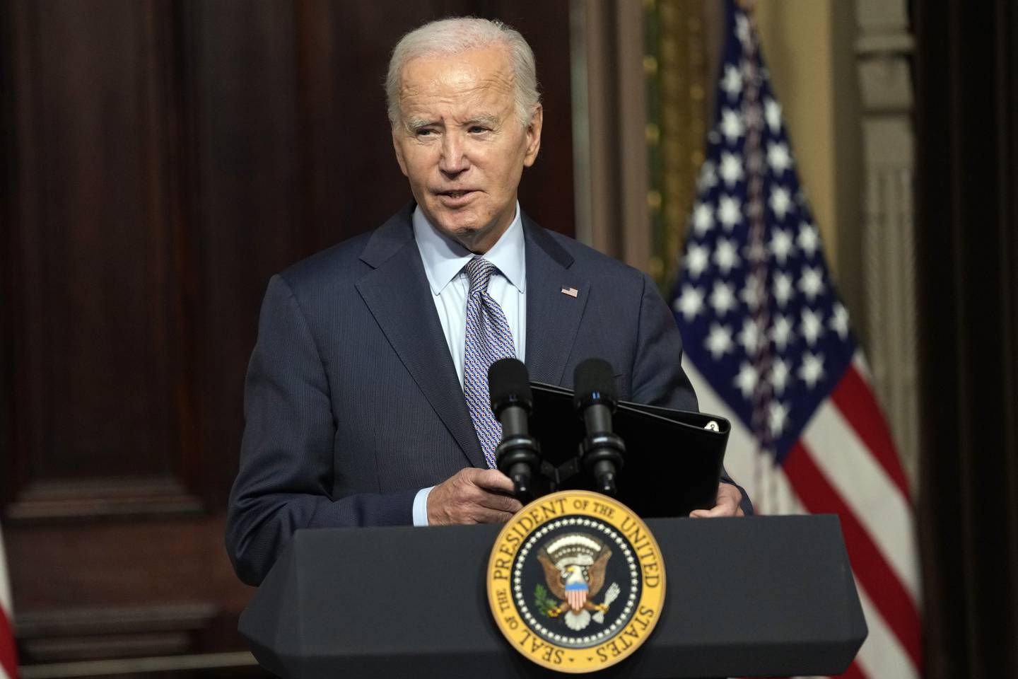 USAs president Joe Biden i møte med jødiske ledere i Det hvite hus onsdag. Foto: Susan Walsh / AP / NTB