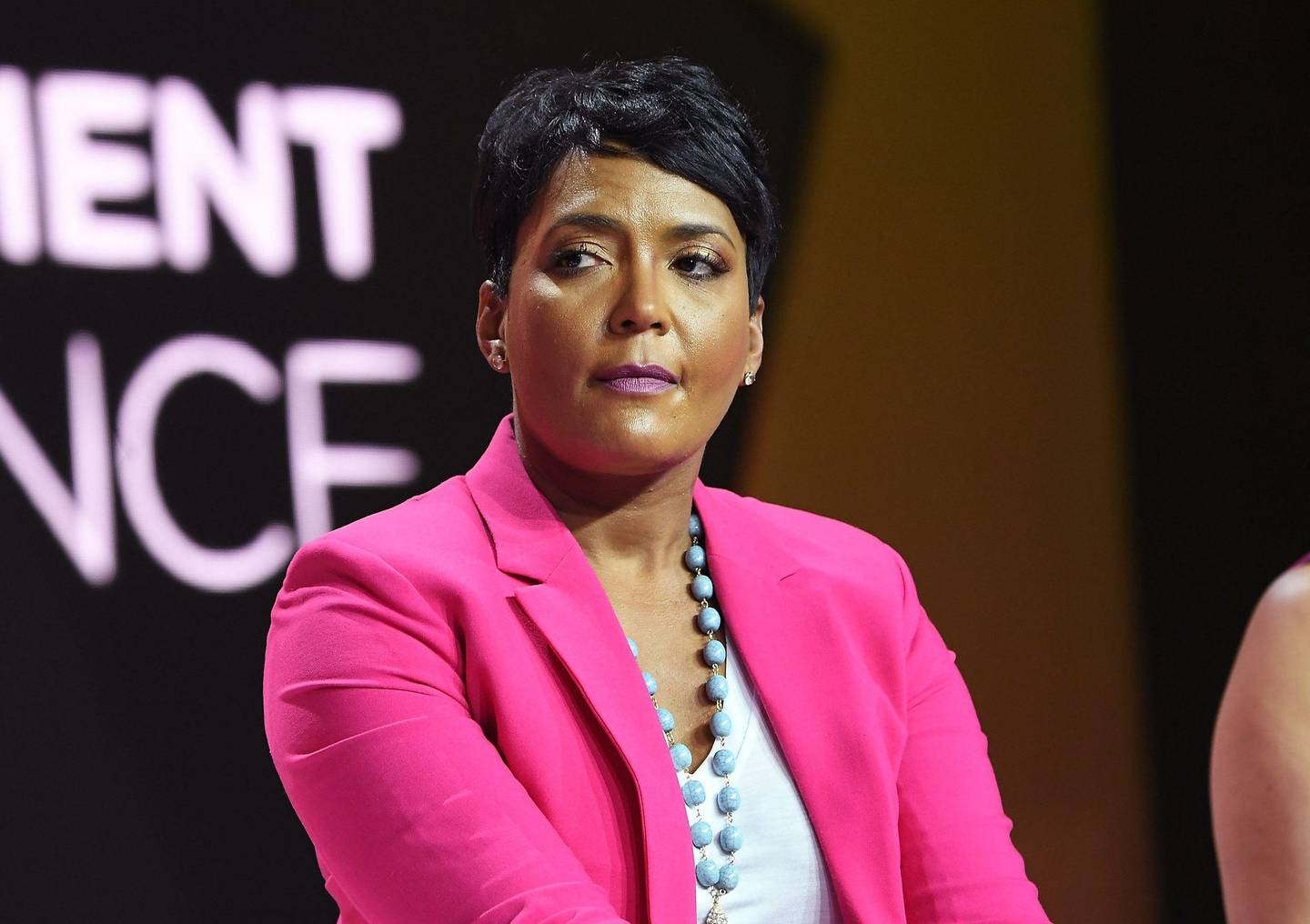 (FILES) In this file photo taken on July 06, 2018 Mayor of Atlanta Keisha Lance Bottoms speaks onstage during the 2018 Essence Festival presented by Coca-Cola at Ernest N. Morial Convention Center in New Orleans, Louisiana. - Mayor of Atlanta Keisha Lance Bottoms announced June 6 in a Teweet she tested positive for coronavirus: �COVID-19 has literally hit home. I have had NO symptoms and have tested positive.� (Photo by Paras Griffin / GETTY IMAGES NORTH AMERICA / AFP)