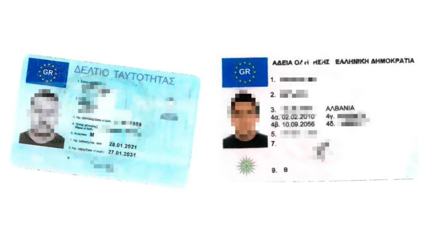 Den albanske mannen hadde flere forfalskede ID-dokumenter med seg.