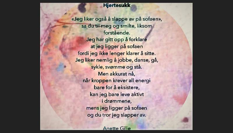 Dette diktet av Anette Gilje leste programleder Nadia Hasnaoui opp under NRKs 17.mai-dekning fra hovedstaden i 2019.