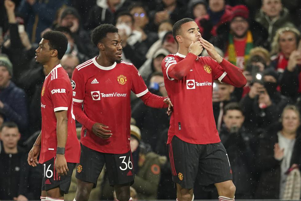 Mason Greenwood scoret for Manchester United mot Young Boys. Foto: Dave Thompson / AP / NTB