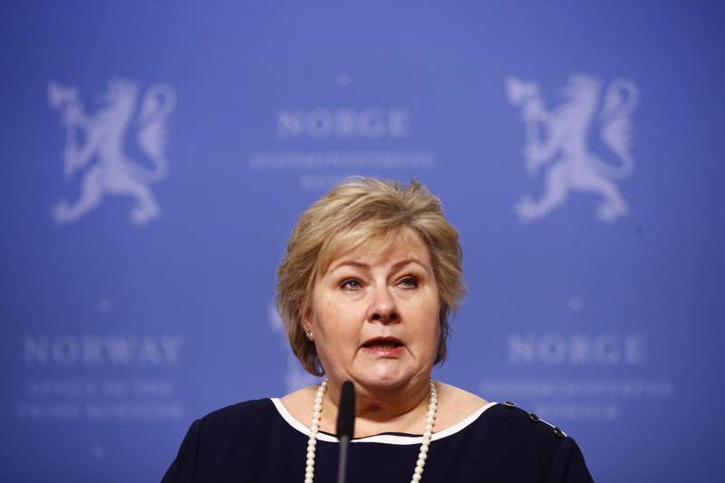 Oslo 20200314. 
Statsminister Erna Solberg holder pressekonferanse  i Oslo lørdag ettermiddag
Foto: Terje Pedersen / NTB scanpix