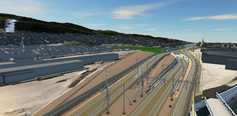 I stedet for å bygge ut Drammen stasjon enda mer, går nytt dobbeltspor for Sørlandsbanen til en utvidet Gulskogen stasjon. Vestfoldbanen skiller lag med den etter Drammen stasjon, og kan i den nye tunnelen holde hastighet på 200 km/t.