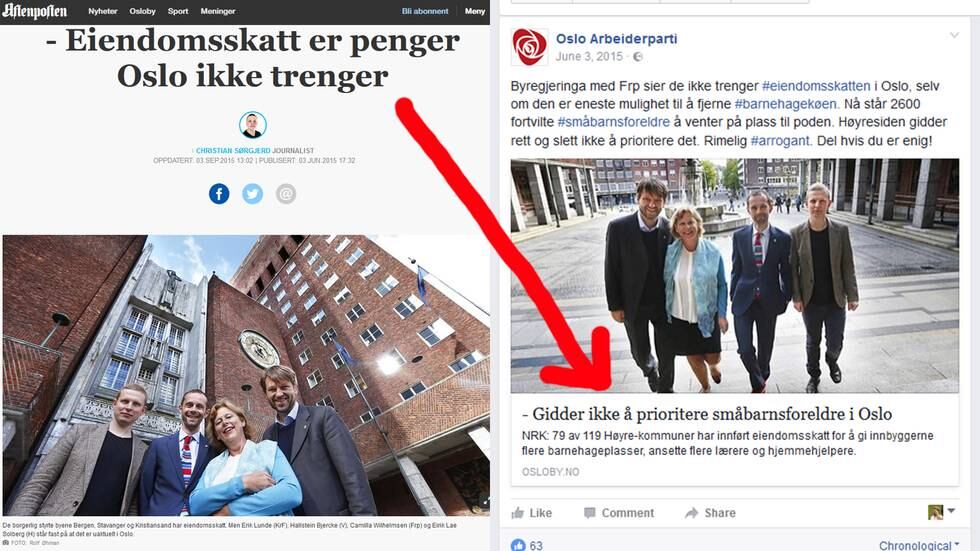 Oslo Arbeiderparti var ikke fornøyd med tittelen Aftenposten hadde til saken de publiserte om eiendomsskatten under valgkampen i fjor.