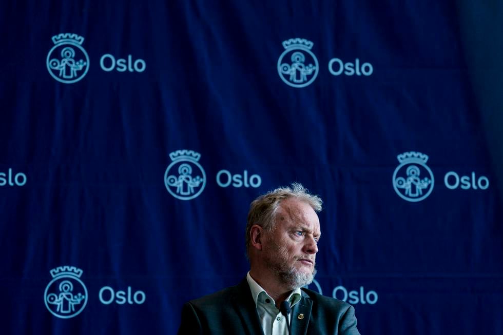 Byrådsleder Raymond Johansen på pressekonferansen om revidert Oslo-budsjett for 2022.