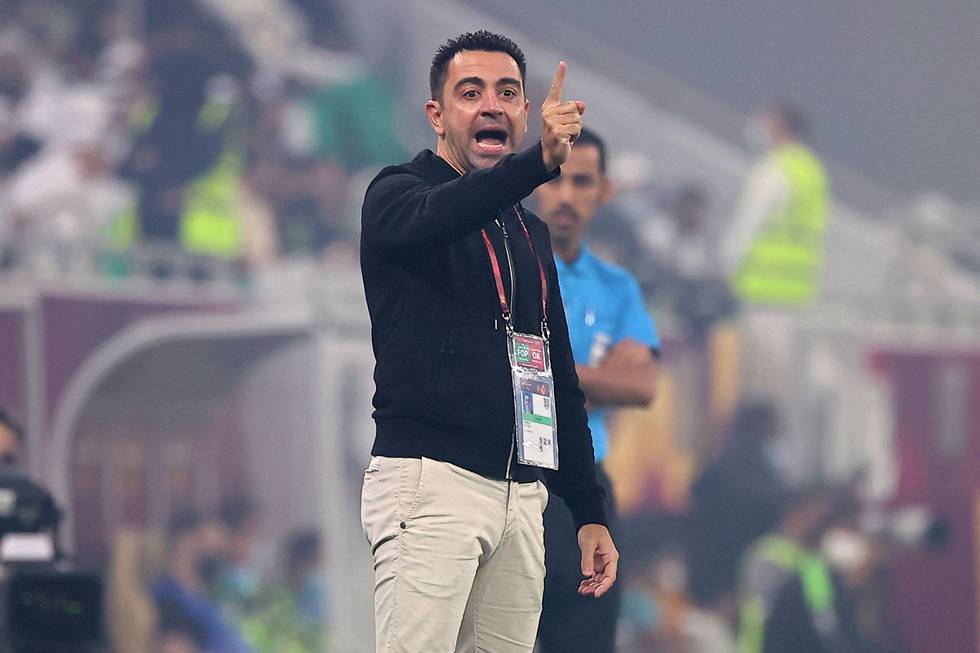Xavi i aksjon under Amir Cup finalen mellom Al-Sadd og Al-Rayyan på Al-Thumama Stadium i Doha i Qatar.