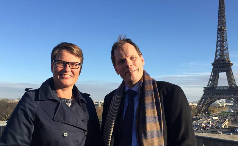 Sundtoft og Norges sjefforhandler Aslak Brun under denne ukens møte i Paris. FOTO: KLIMA- OG MILJØDEPARTEMENTET