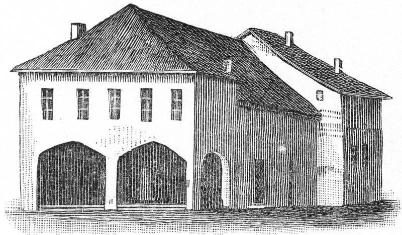 Strømberg fikk arkitekten Chr. H. Grosch til å tegne en staselig teaterbygning, men greide ikke å finansiere prosjektet. En forenkla utgave skal ha blitt oppført. Bygningen brant ned i 1835. Faksimile fra Peter Biltons dokumenter og fragmenter fra Christianias teaterliv 1771–1899.