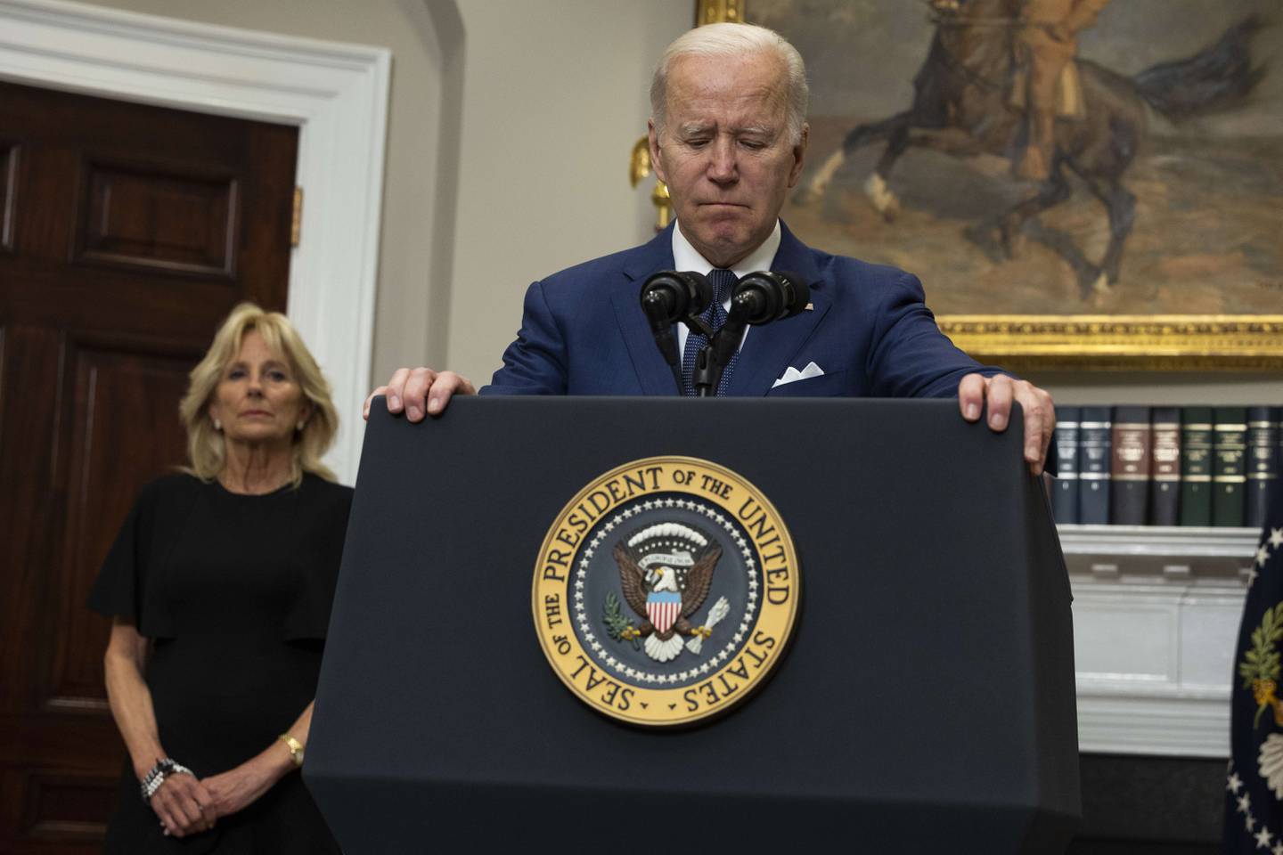 USAs president Joe Biden talte til folket etter tirsdagens masseskyting i Texas.